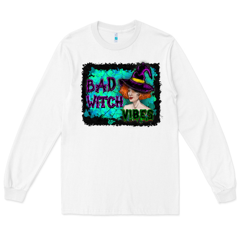 Halloween Bad Witch Vibes Watercolor Long Sleeve Tee by RanaPortraitStore | Teevron