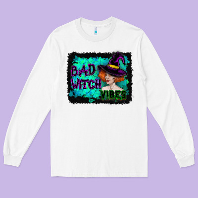 Long Sleeve Tee Halloween Bad Witch Vibes Watercolor