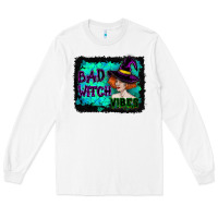 White Halloween Bad Witch Vibes Watercolor Long Sleeve Tee - RanaPortraitStore