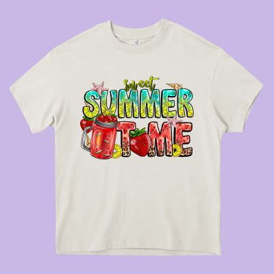 Summer Time Heavy Core Tee Designed By Cowhidedigitalart