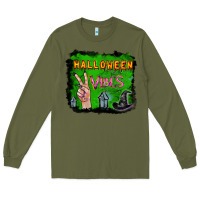 Army Green Watercolor Halloween Vibes Long Sleeve Tee - RanaPortraitStore