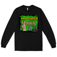 Black Watercolor Halloween Vibes Long Sleeve Tee - RanaPortraitStore