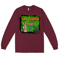 Burgundy Watercolor Halloween Vibes Long Sleeve Tee - RanaPortraitStore