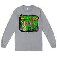 Heather Grey Watercolor Halloween Vibes Long Sleeve Tee - RanaPortraitStore