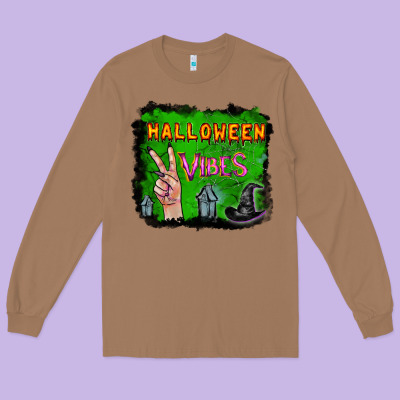 Long Sleeve Tee Watercolor Halloween Vibes
