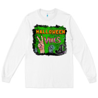 White Watercolor Halloween Vibes Long Sleeve Tee - RanaPortraitStore