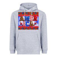Heather Grey america thunderbolt Heavyweight Hoodie - HRA Design Shop