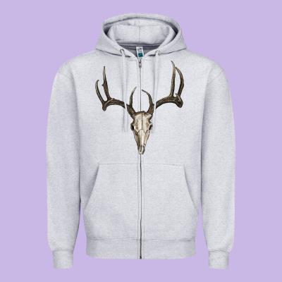 Deer Skull Zipper Hoodie Designed By Ranaportraitstore