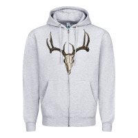 Heather Grey deer skull Zipper Hoodie - RanaPortraitStore