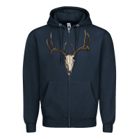 Navy deer skull Zipper Hoodie - RanaPortraitStore