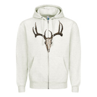 Oatmeal Heather deer skull Zipper Hoodie - RanaPortraitStore