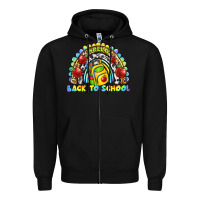 Black hello back to school rainbow Zipper Hoodie - texasbilliewilder