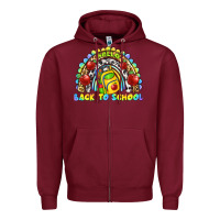 Burgundy hello back to school rainbow Zipper Hoodie - texasbilliewilder