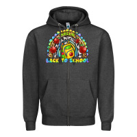 Charcoal Heather hello back to school rainbow Zipper Hoodie - texasbilliewilder