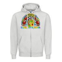 Dove Grey hello back to school rainbow Zipper Hoodie - texasbilliewilder