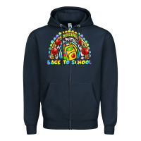Navy hello back to school rainbow Zipper Hoodie - texasbilliewilder