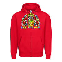 Red hello back to school rainbow Zipper Hoodie - texasbilliewilder
