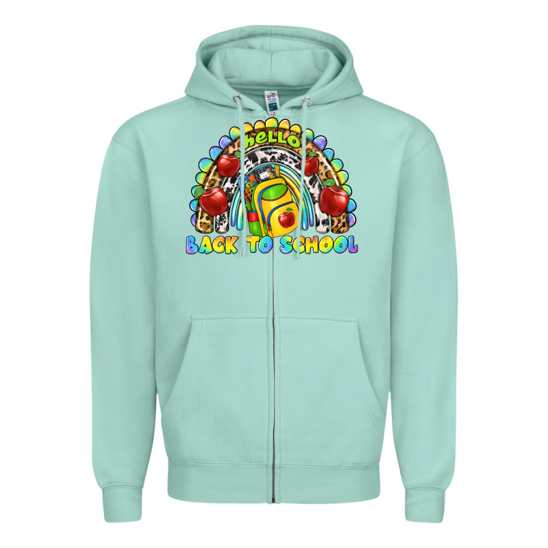 Hello Back To School Rainbow Zipper Hoodie by texasbilliewilder | Teevron