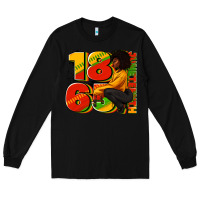 Black 1865 Juneteenth afro woman Long Sleeve Tee - RanaPortraitStore