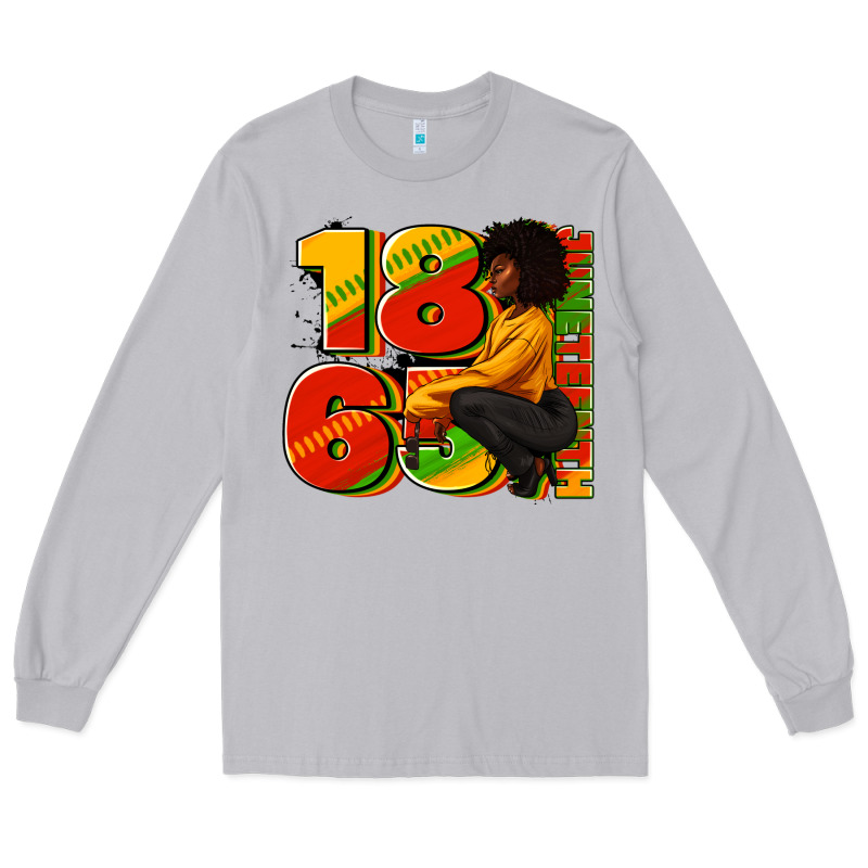 1865 Juneteenth Afro Woman Long Sleeve Tee by RanaPortraitStore | Teevron