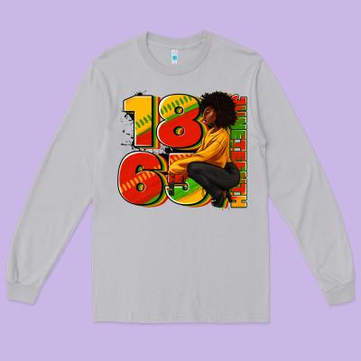 Long Sleeve Tee 1865 Juneteenth afro woman