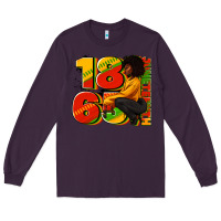 Plum 1865 Juneteenth afro woman Long Sleeve Tee - RanaPortraitStore