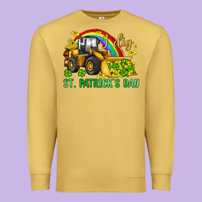 I Dig St Patrick S Day Bulldozer Premium Sweatshirt Designed By Jahusdesignshop