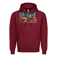 Burgundy blessed teacher Zipper Hoodie - Zillion Design Studio