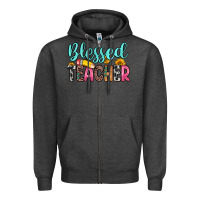 Charcoal Heather blessed teacher Zipper Hoodie - Zillion Design Studio