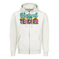 Oatmeal Heather blessed teacher Zipper Hoodie - Zillion Design Studio