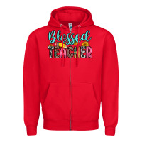 Red blessed teacher Zipper Hoodie - Zillion Design Studio