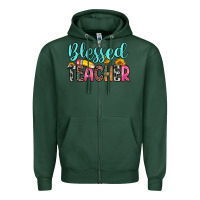 Sports Green blessed teacher Zipper Hoodie - Zillion Design Studio