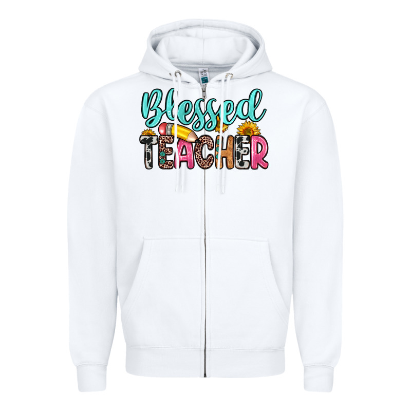 Blessed Teacher Zipper Hoodie by Zillion Design Studio | Teevron