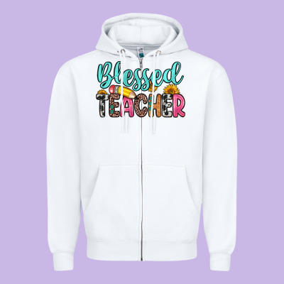 Blessed Teacher Zipper Hoodie Designed By Zillion Design Studio