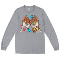 Heather Grey Afro woman nail art Long Sleeve Tee - RanaPortraitStore