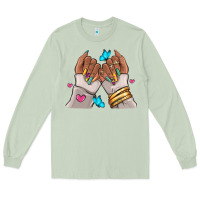 Matcha Afro woman nail art Long Sleeve Tee - RanaPortraitStore
