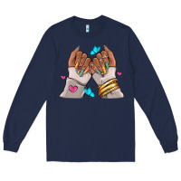 Navy Afro woman nail art Long Sleeve Tee - RanaPortraitStore