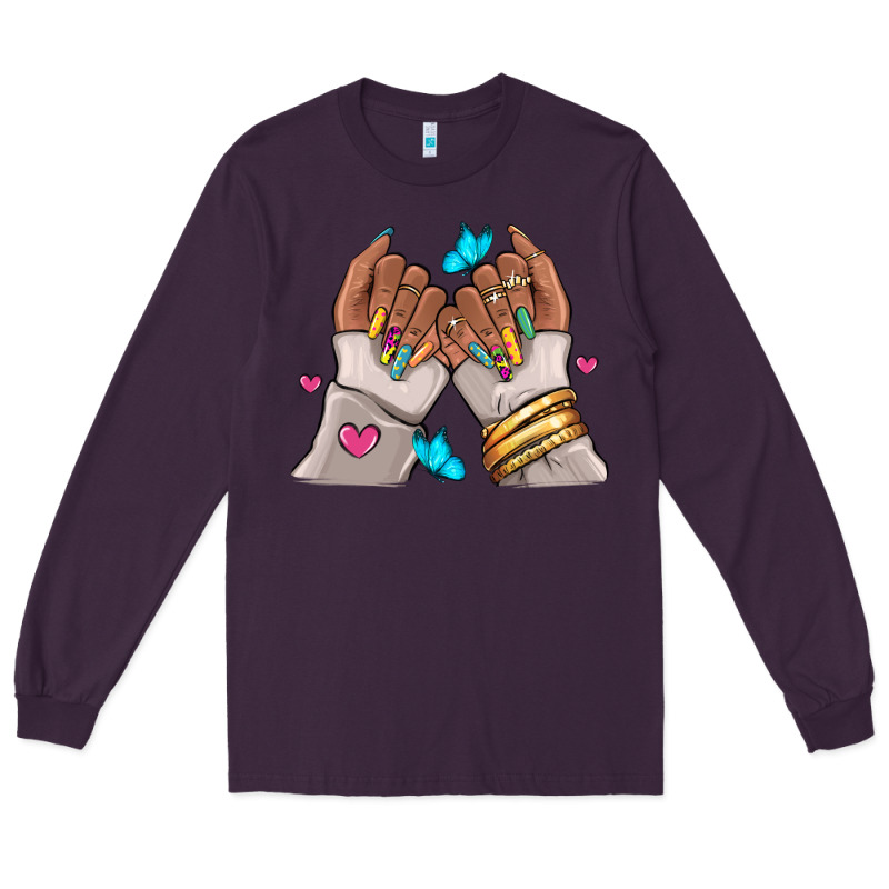 Afro Woman Nail Art Long Sleeve Tee by RanaPortraitStore | Teevron