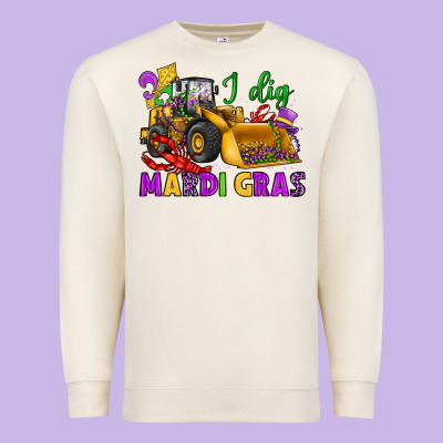 I Dig Mardi Gras Bulldozer Premium Sweatshirt Designed By Jahusdesignshop