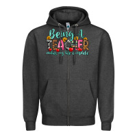Charcoal Heather being a teacher makes my life complete Zipper Hoodie - Zillion Design Studio