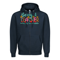 Navy being a teacher makes my life complete Zipper Hoodie - Zillion Design Studio