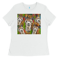 White alpaca Ladies Tee - BarkalooDesign