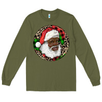 Army Green Afro Santa Christmas Long Sleeve Tee - RanaPortraitStore