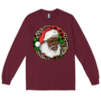 Burgundy Afro Santa Christmas Long Sleeve Tee - RanaPortraitStore