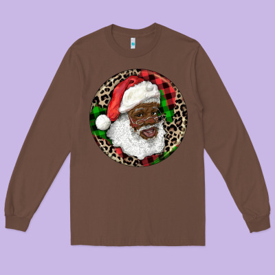 Long Sleeve Tee Afro Santa Christmas