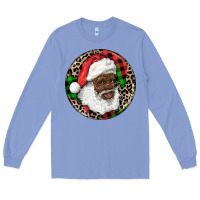 Colony Blue Afro Santa Christmas Long Sleeve Tee - RanaPortraitStore