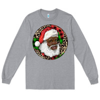 Heather Grey Afro Santa Christmas Long Sleeve Tee - RanaPortraitStore