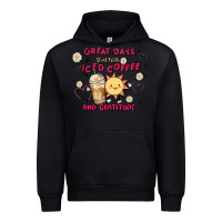 Black great days start with iced coffee and gratitude Urban Hoodie - MaliasSmallBusiness