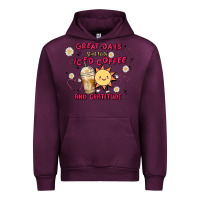 Mauve Wine great days start with iced coffee and gratitude Urban Hoodie - MaliasSmallBusiness