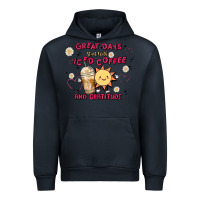 Navy great days start with iced coffee and gratitude Urban Hoodie - MaliasSmallBusiness